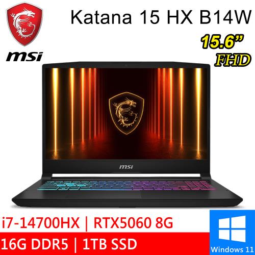 微星 Katana 15 HX B14WFK-689TW 15.6吋 黑(i7-14700HX/16G/1TB/RTX5060 8G/W11)