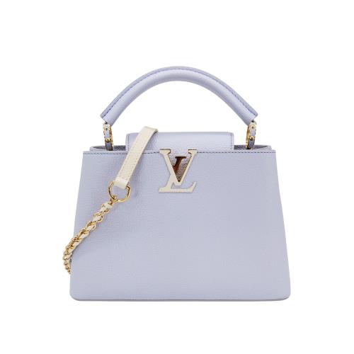 Louis Vuitton 展示品 Capucines BB 皮革金飾LV掀蓋手提斜背包(M59512-淡紫)
