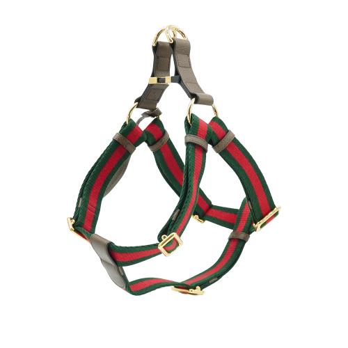 Gucci 展示品 紅綠織帶寵物胸背頸圈-XL(695252-烏木)