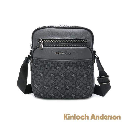【金安德森】Eclipse 經典老花紋直式斜背包-黑曜灰