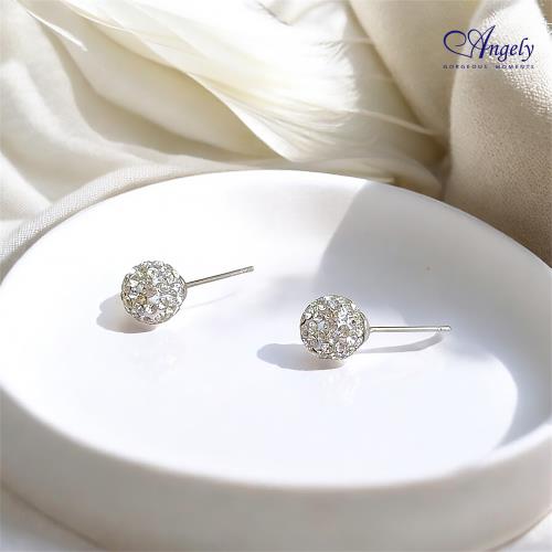 【Angely專櫃】亮眼時搭滿鑽球純銀耳環