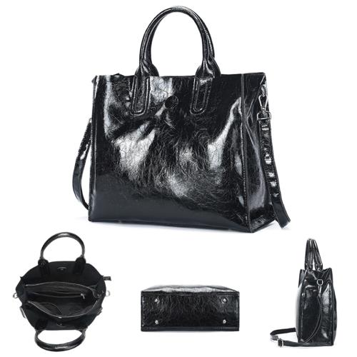 【玩皮工坊】頭層爆裂紋油蠟牛皮半定型手提包女包LB1173