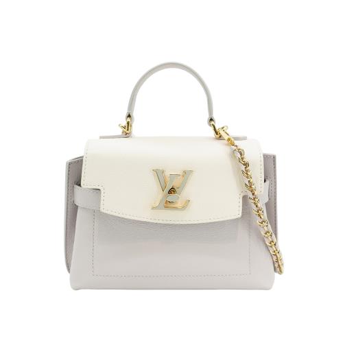 Louis Vuitton 展示品 LockMe Ever Mini 粒面牛皮手提斜背包(M23442-奶油/灰)