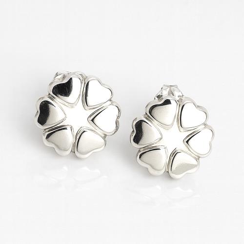 TIFFANY 925純銀-立體愛心墜飾針式耳環