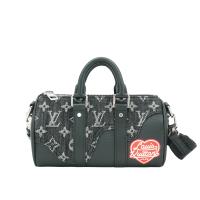 Louis Vuitton Nigo Keepall XS 愛心塗鴉牛仔布拚牛皮二用斜背包(M81010-黑)