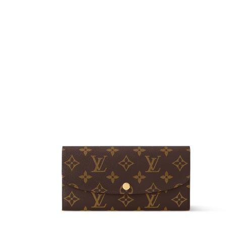 Louis Vuitton 路易威登 Emilie 新版經典老花釦式薄長夾/手拿包 M61289(法國製)