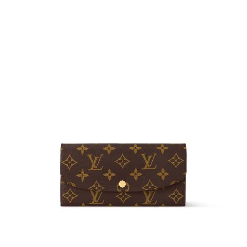 Louis Vuitton 路易威登 Emilie 新版經典老花釦式薄長夾/手拿包 M60697(西班牙製 紫紅色內裡)