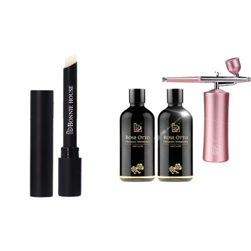  【1+1抗漲配】Bonnie House澳洲玫瑰純露亂賣組+Bonnie House 植享家 奧圖初蕾玫瑰原精護唇膏1g