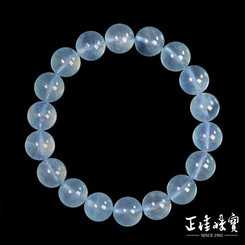 【正佳珠寶】海藍寶 頂級冰質透藍 10.8-11.3mm 海藍寶手珠