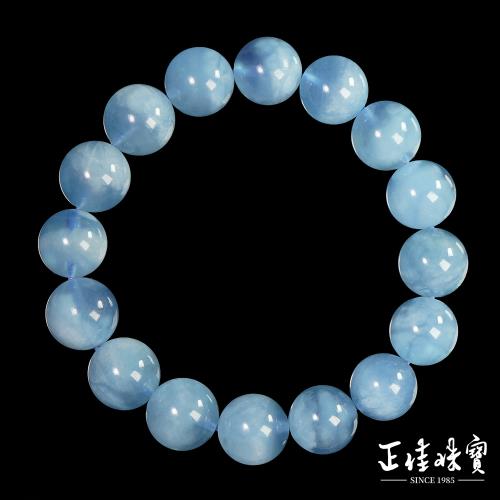 【正佳珠寶】海藍寶 頂級貓眼海藍寶 11.8-12.3mm 海藍寶手珠