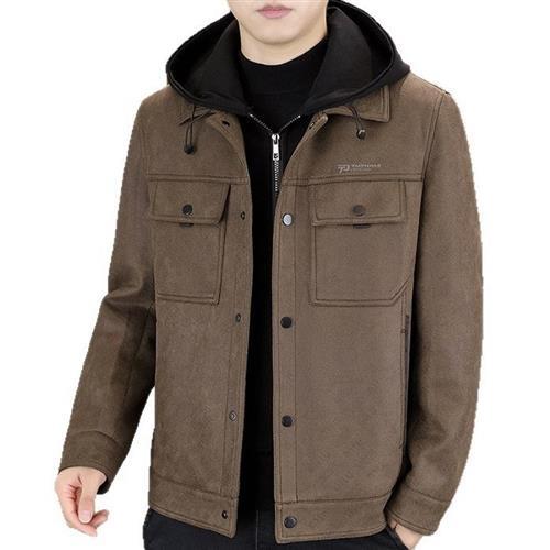 【米蘭精品】現貨+預購 休閒夾克外套男上衣大衣風衣西裝寬鬆上衣秋冬大碼休閒男裝-可拆連帽外套3色74ms17