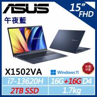 (規格升級)ASUS Vivobook 15吋 X1502VA-0221B13620H效能筆電  i7-13620H/16G+16G/2TB SSD