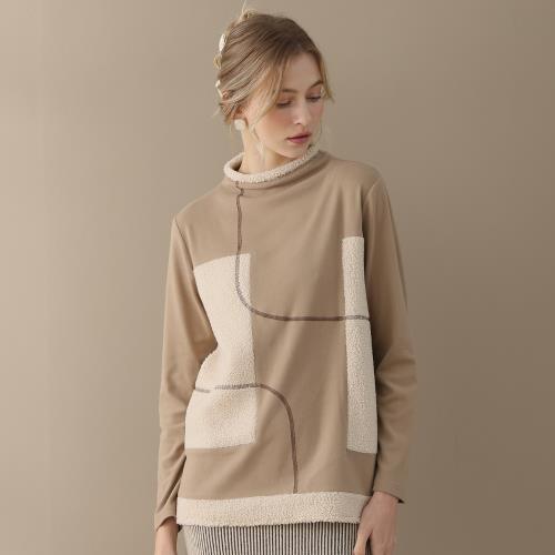 HsinGo 輕暖品味．日系羊羔絨拼接精品上衣