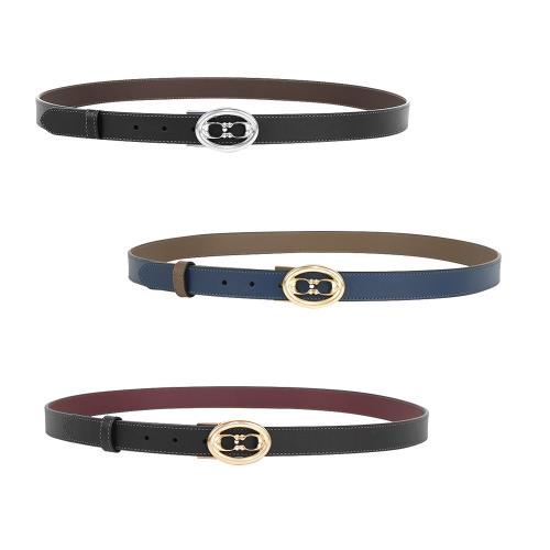 COACH 橢圓CC Logo 牛皮寬2.5cm雙面可用皮帶(任選)