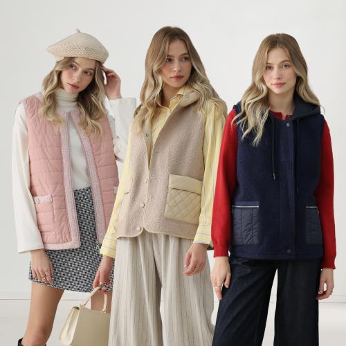 HsinGo 日系羊圈絨層次暖感精品背心組