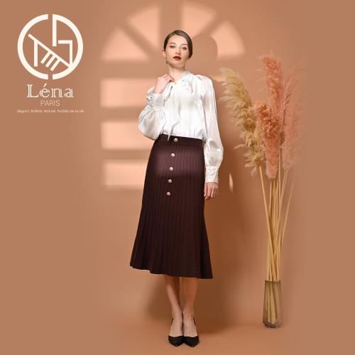 Léna凡爾賽厚磅針織精品羊毛裙-獨