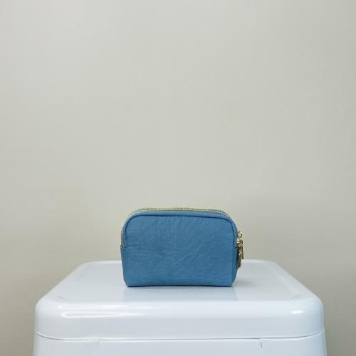 【M2ND】紐黛爾鴕鳥皮三隔層零錢包(土耳其藍-T12A2.5)