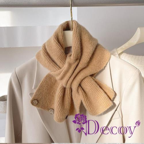 【Decoy】純色柔軟 針織保暖交叉脖圍圍巾/顏色可選