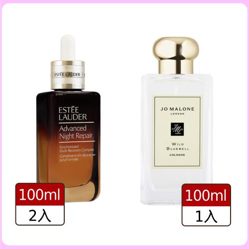 香氛肌養組【Estee Lauder雅詩蘭黛】小棕瓶100ml*2入+Jo Malone香水100ml 藍風鈴