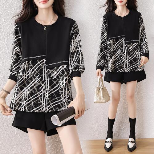 【ALLK 歐楷】新品 假兩件拼接上衣 黑色(尺寸L-XXL/中大尺碼/輕量/保暖)