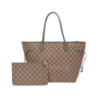 Louis Vuitton Neverfull MM 棋盤格帆布手提肩背托特包-(N41358-咖)