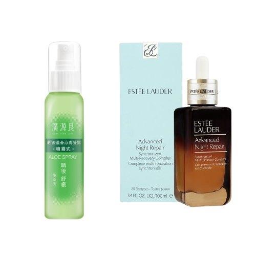 【Estee Lauder雅詩蘭黛】特潤超導全方位修護露 小棕瓶100ml+【廣源良】晒後曬後蘆薈涼膚凝露 噴霧式(100ml) 即期品