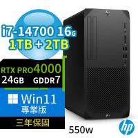 HP Z1 商用工作站 i7-14700/16G/1TB SSD+2TB SSD/RTX PRO 4000/Win11專業版/三年保固-極速大容量