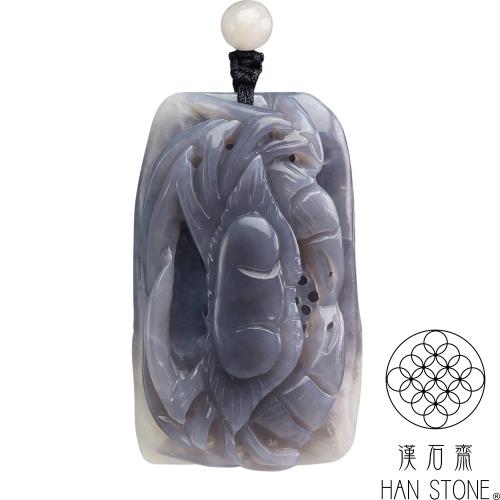 漢石齋】天然和田玉八方來財玉佩吊墜煙青種帶白玉(31*50*24mm)|其他