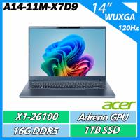 ACER 宏碁 Aspire  AI A14-11M-X7D9 藍(X1-26100/16G/1TB/14吋IPS 120Hz)輕薄高效能AI筆電