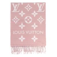 LV Essential Monogram 花紋雙色羊毛圍巾(玫瑰粉/米色) M77854