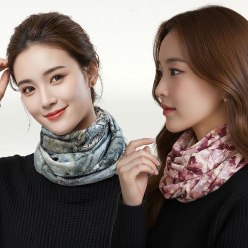 【I.Dear】純羊毛秋冬保暖印花雙圈小圍巾圍脖(4色/交換禮物)