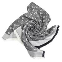 Louis Vuitton LV M71378 Monogram Denim 經典花紋羊毛絲綢披肩圍巾.黑