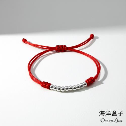 十全十美S990足銀純銀圓球紅繩手鍊