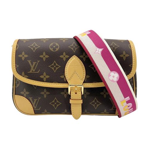 Louis Vuitton 展示品 Diane 帆布印花肩背/斜背二用包(M46049-桃背帶)