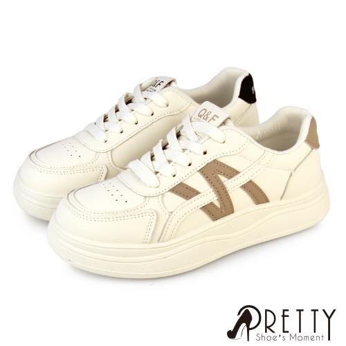 Pretty 女 休閒鞋 小白鞋 厚底 綁帶 運動風BA-29166