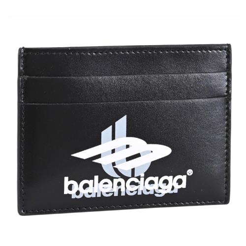BALENCIAGA 巴黎世家594309 3B SPORTS 滑面牛皮隨身卡夾.黑|皮夾