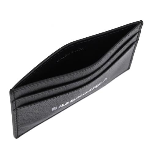 BALENCIAGA 巴黎世家594309 燙印LOGO荔枝牛皮隨身卡夾.黑|皮夾|ETMall