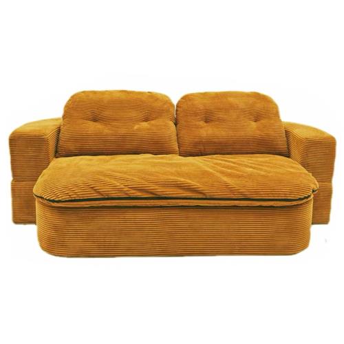 2米真空壓縮中古風布藝沙發床 小戶型客廳雙/三人直排 復古折疊兩用