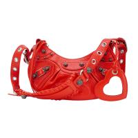 Balenciaga Le Cagole XS 鞣製小羊皮彎月側背包(671309-紅)