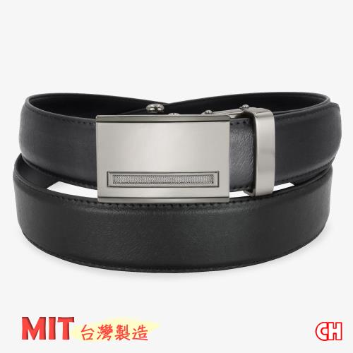 【CH-BELT 銓丞皮帶】男士自動扣皮帶 免打孔 男紳士皮帶腰帶(黑)