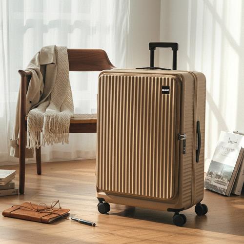 MR.BOX  獨家29吋前開式擴充杯架防爆拉鍊行李箱 多色可選