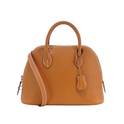 Hermes 展示品 Bolide Epsom牛皮手提斜背二用包-25cm(銀釦/Gold棕)