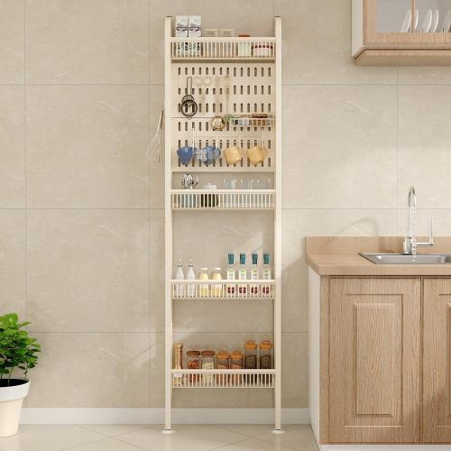 廚房門後超窄多層置物架 靠牆夾縫調料水杯收納 免打孔多功能收納架