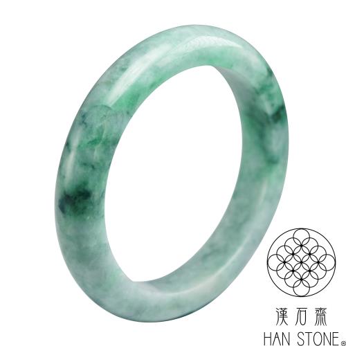 【漢石齋】天然翡翠A貨 手鐲玉鐲 飄花種帶辣綠 福 利 品(手圍17.5/ 版寬11.6mm)
