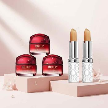 【全效呵護】Elizabeth Arden 雅頓 八小時潤澤護唇膏 3.7g X2(台灣專櫃貨)+BIO UP 自然美超分子彈力微雕霜50g*3入