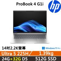 (規格升級)HP ProBook 4 G1i 14吋 商用AI筆電 (Ultra 5 225H/24G+32G/512G SSD/W11P/三年保固)