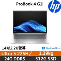 HP ProBook 4 G1i 14吋 商用AI筆電 (Ultra 5 225H/24G D5/512G SSD/W11P/三年保固)
