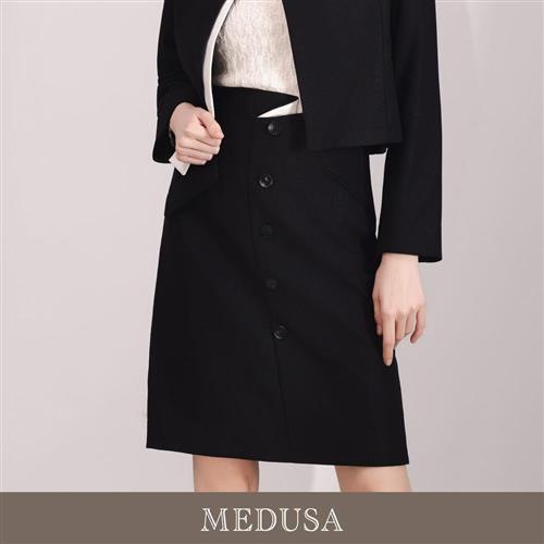 現貨【MEDUSA 曼度莎】簡約壓褶設計款西裝短裙（M-XL）｜包臀短裙 上班穿搭 西裝裙