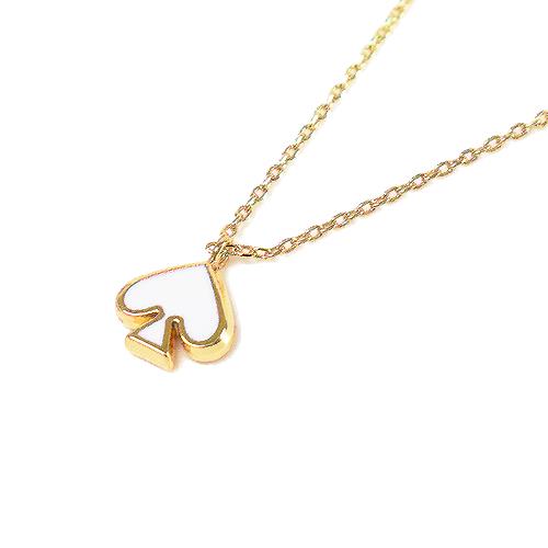 KATE SPADE 琺瑯桃心鎖骨鍊-奶油白