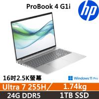 HP ProBook 4 G1i 16吋 商用AI筆電 (Ultra 7 255H/24G D5/1TB SSD/W11P/三年保固)